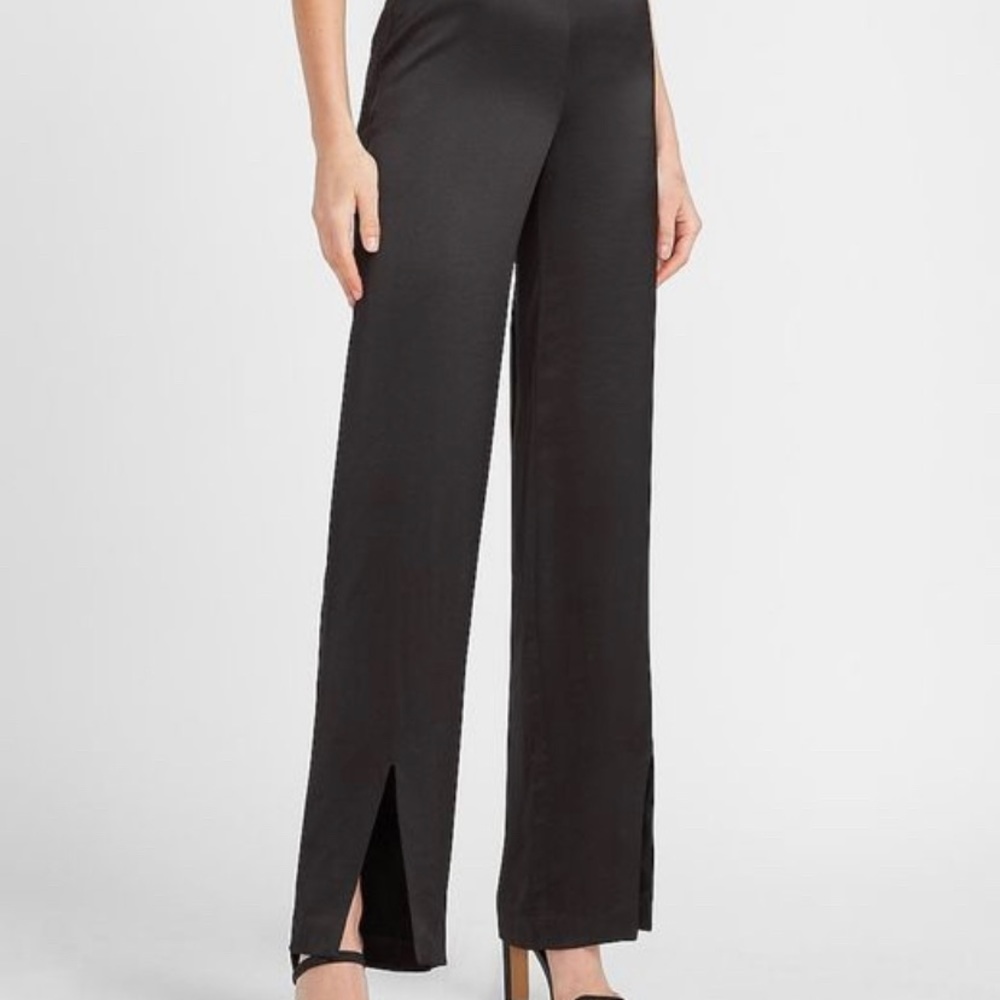{Express} High-Waisted Satin Slight Front Straight Pants